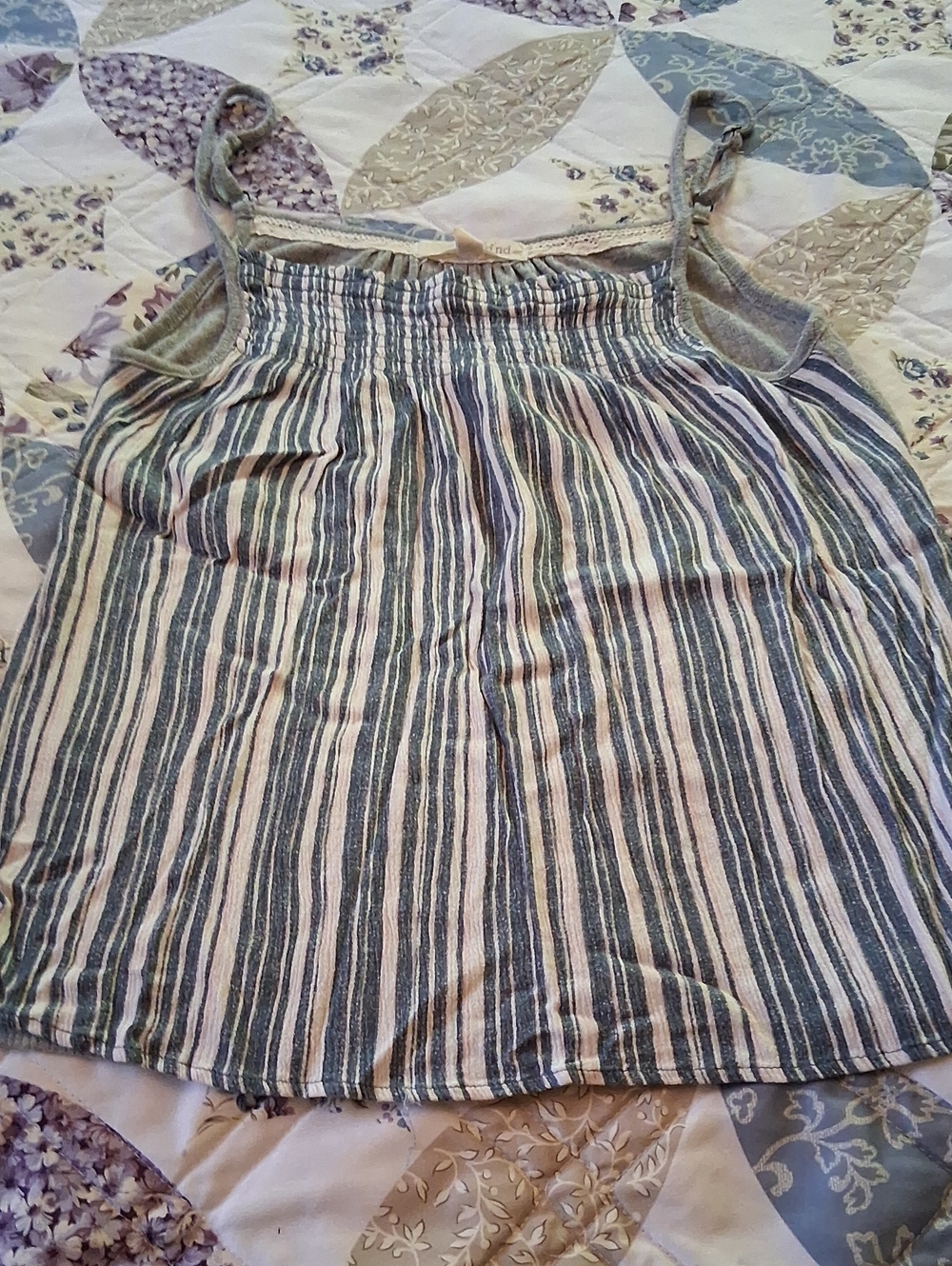 Rewind Striped Tank Top in Blue and White With Gray Back. Size Medium.